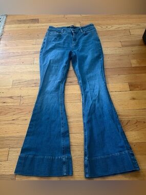 Boden Heswall Flare Jeans Blue Stretch Denim High Rise Size US 8 Petite